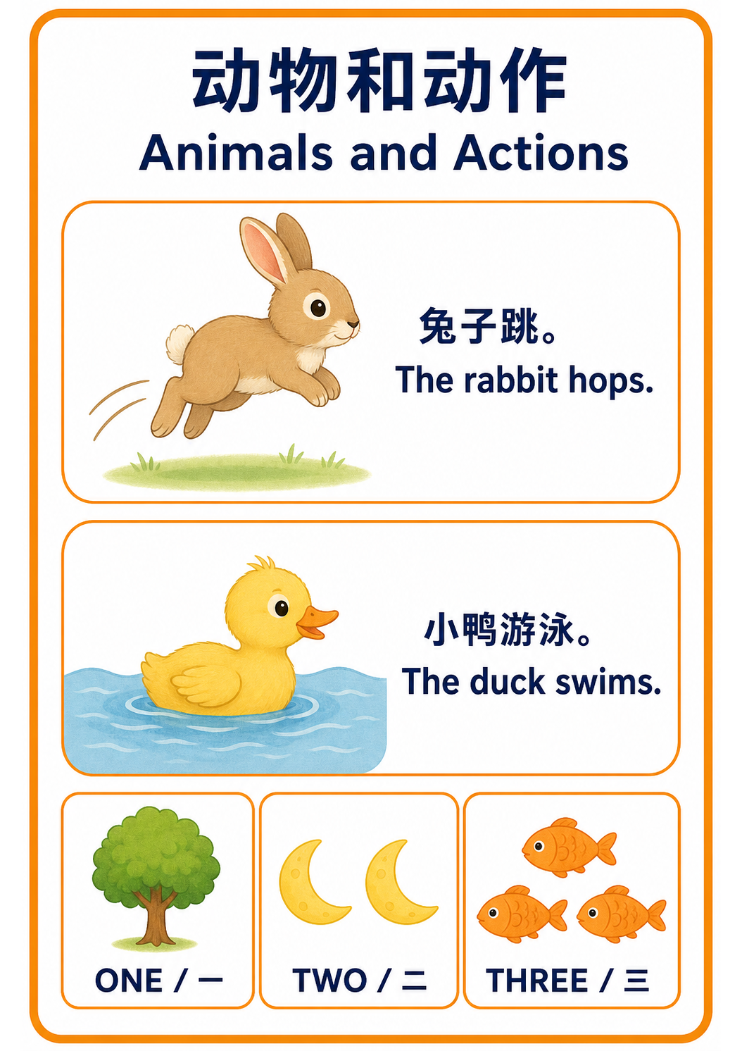 Animals and Actions teaching poster