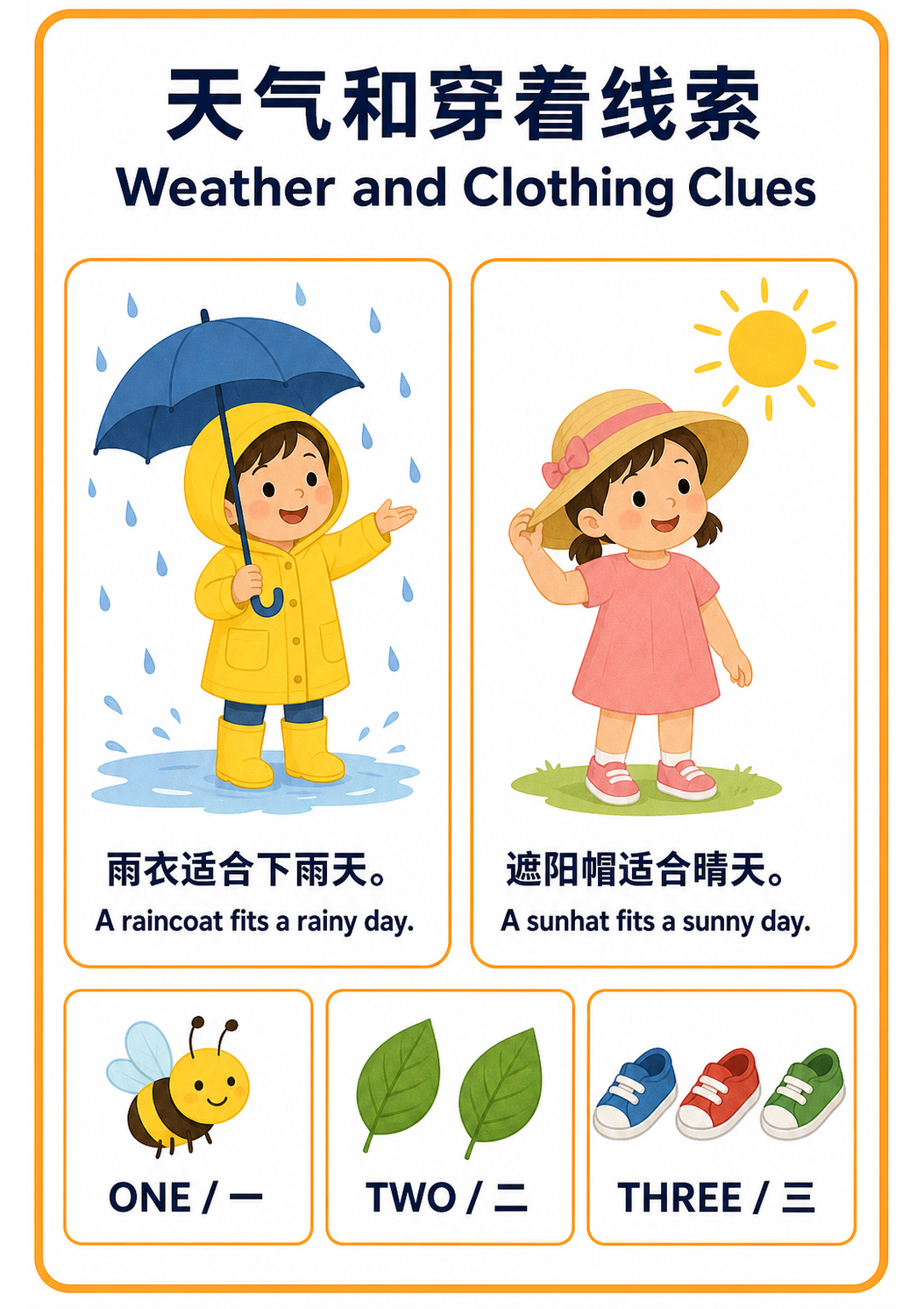Weather and Clothing Clues teaching poster