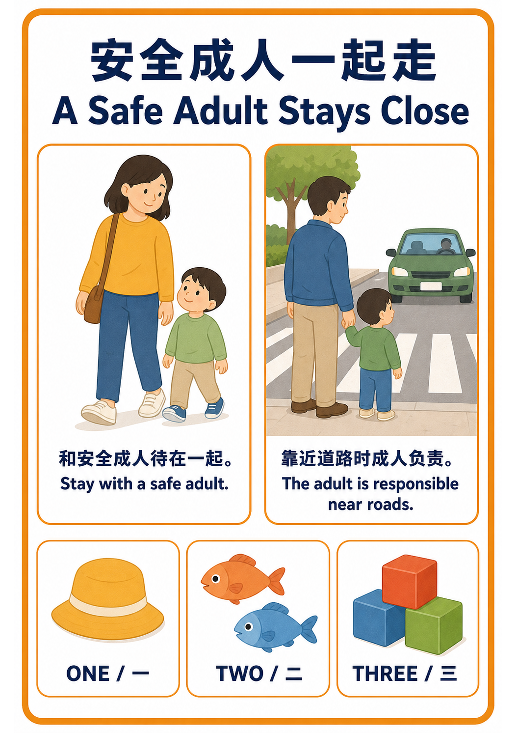 A Safe Adult Stays Close teaching poster