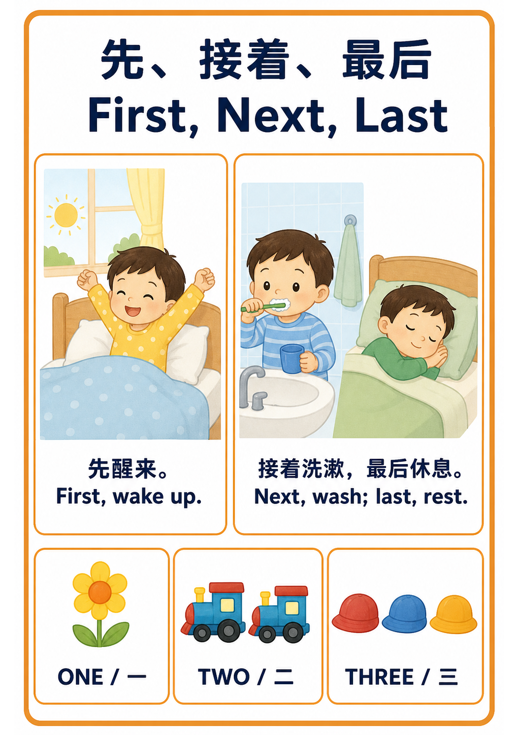 First, Next, Last teaching poster