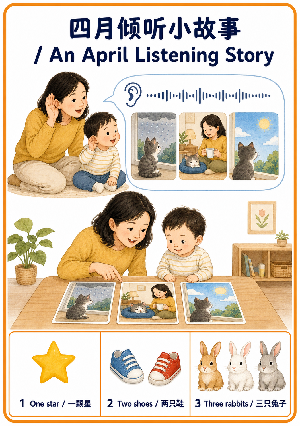 An April Listening Story teaching poster