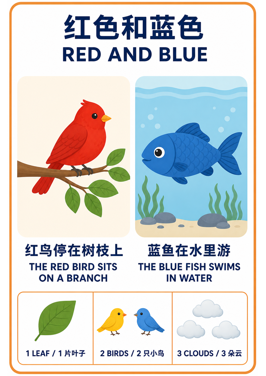 Red and Blue teaching poster