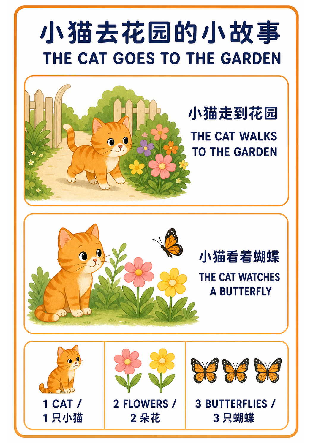 The Cat Goes to the Garden teaching poster