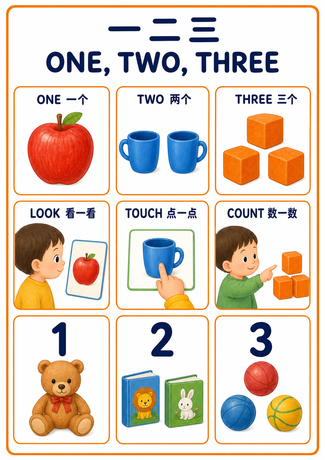 A4 One, Two, Three teaching picture
