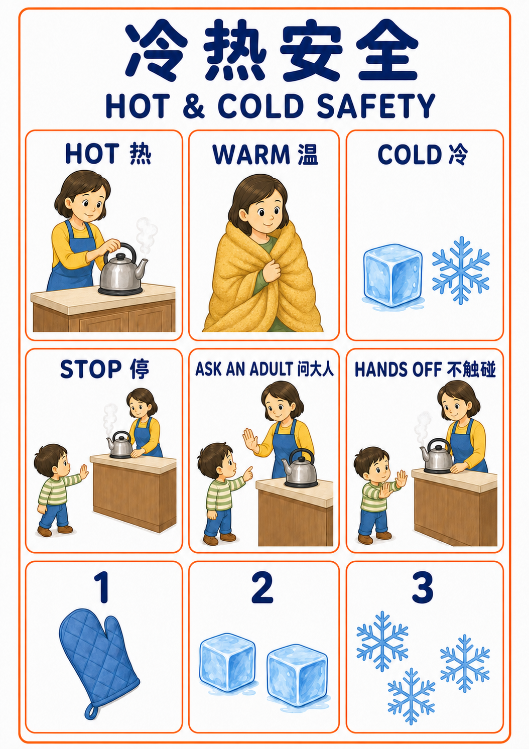 A4 Hot and Cold Safety teaching picture