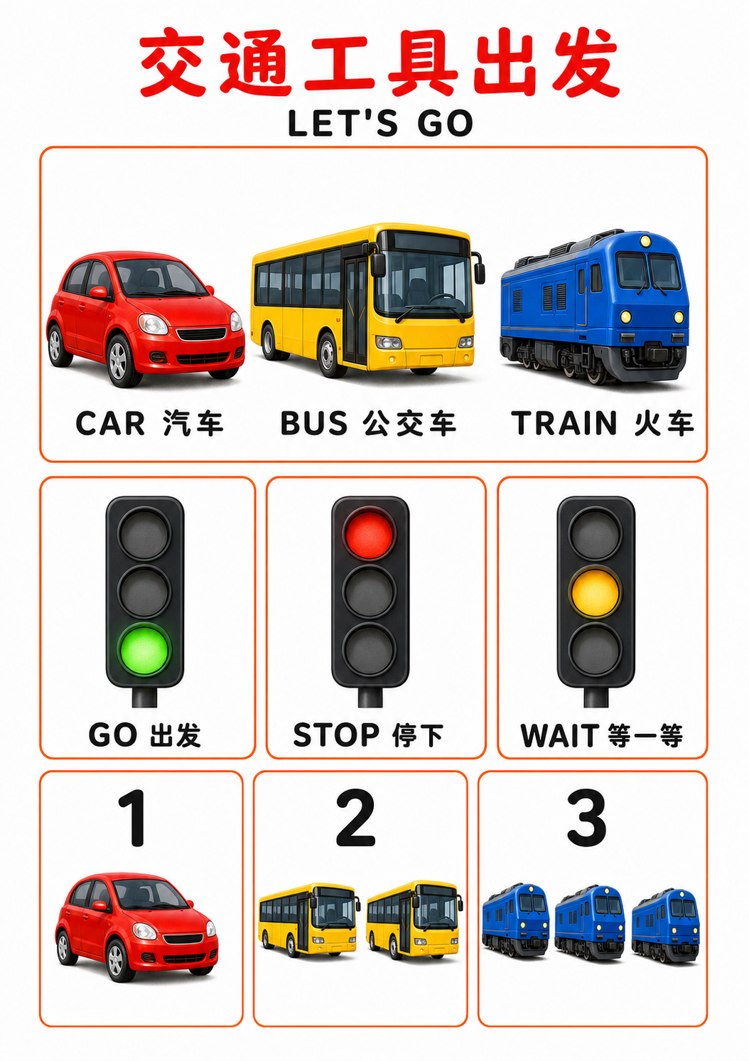 A4 Let's Go vehicles teaching picture