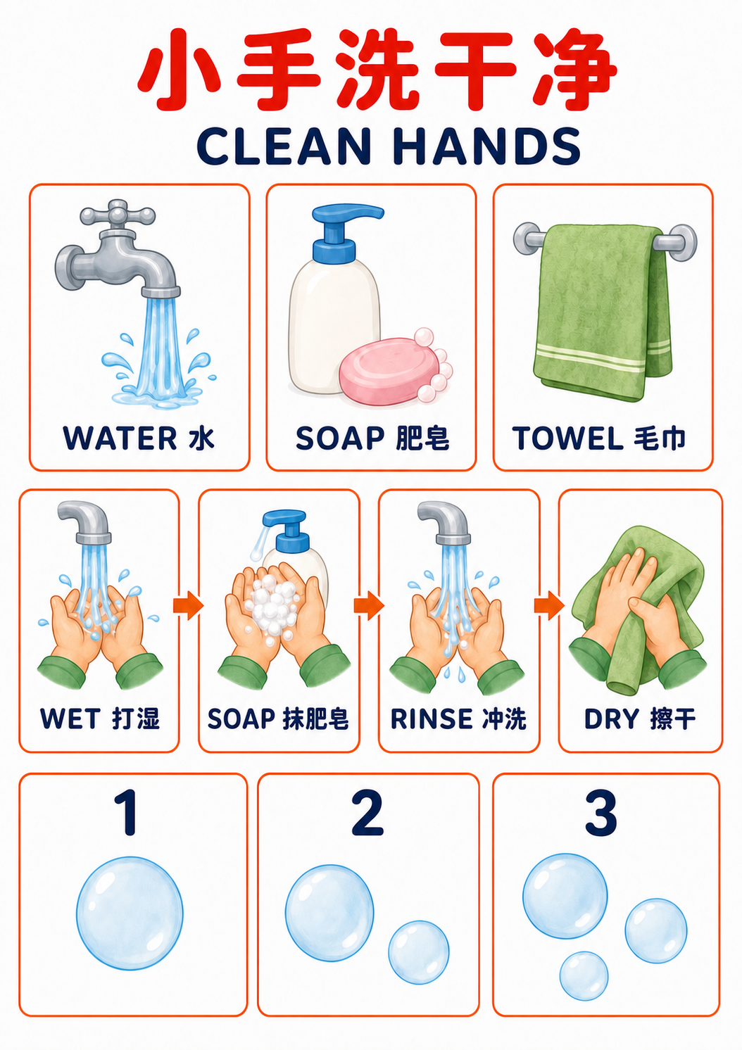A4 Clean Hands teaching picture