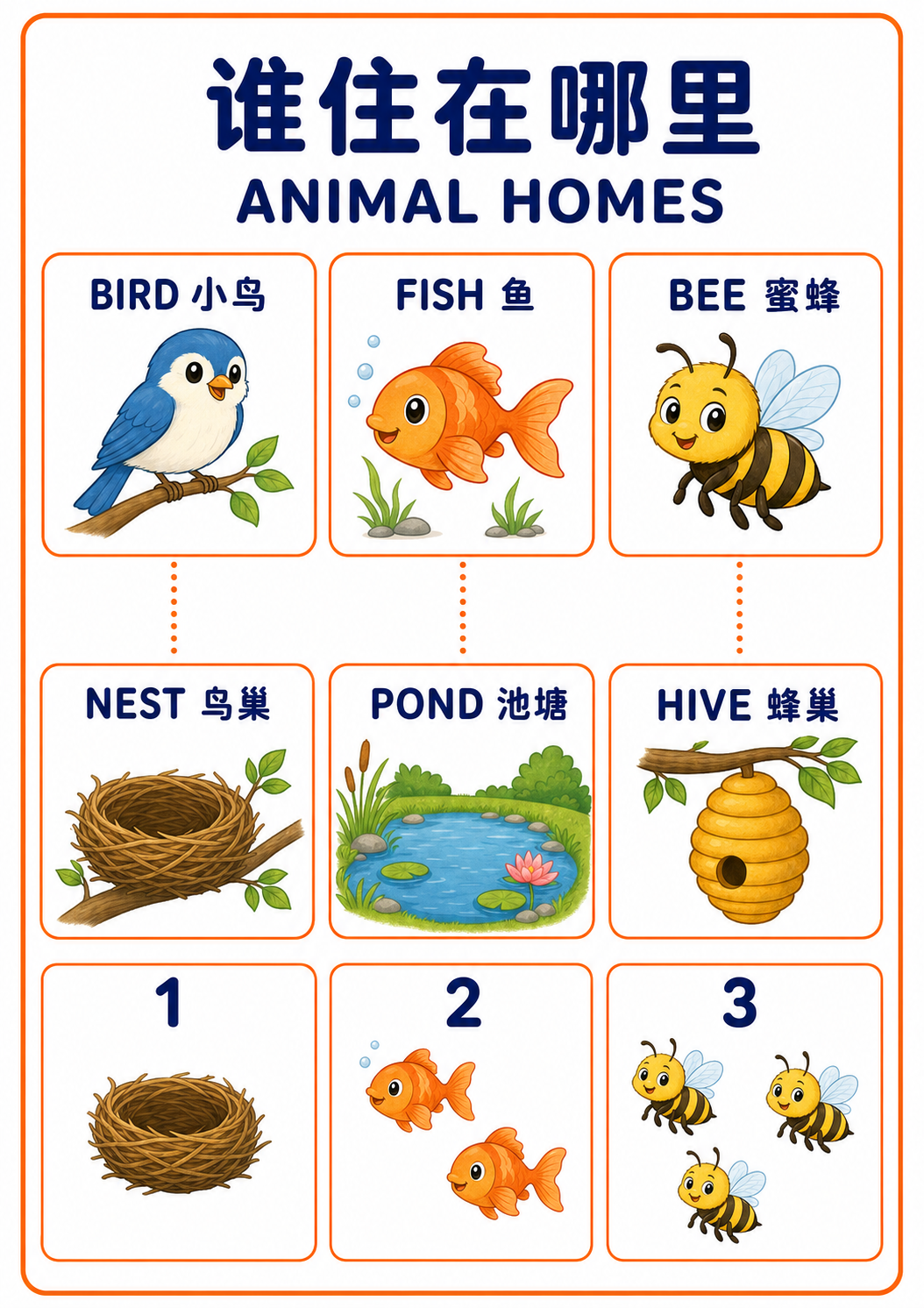 A4 Animal Homes teaching picture