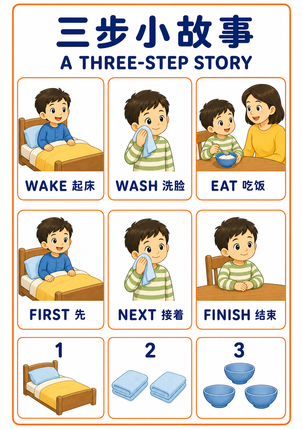 A4 A Three-Step Story teaching picture
