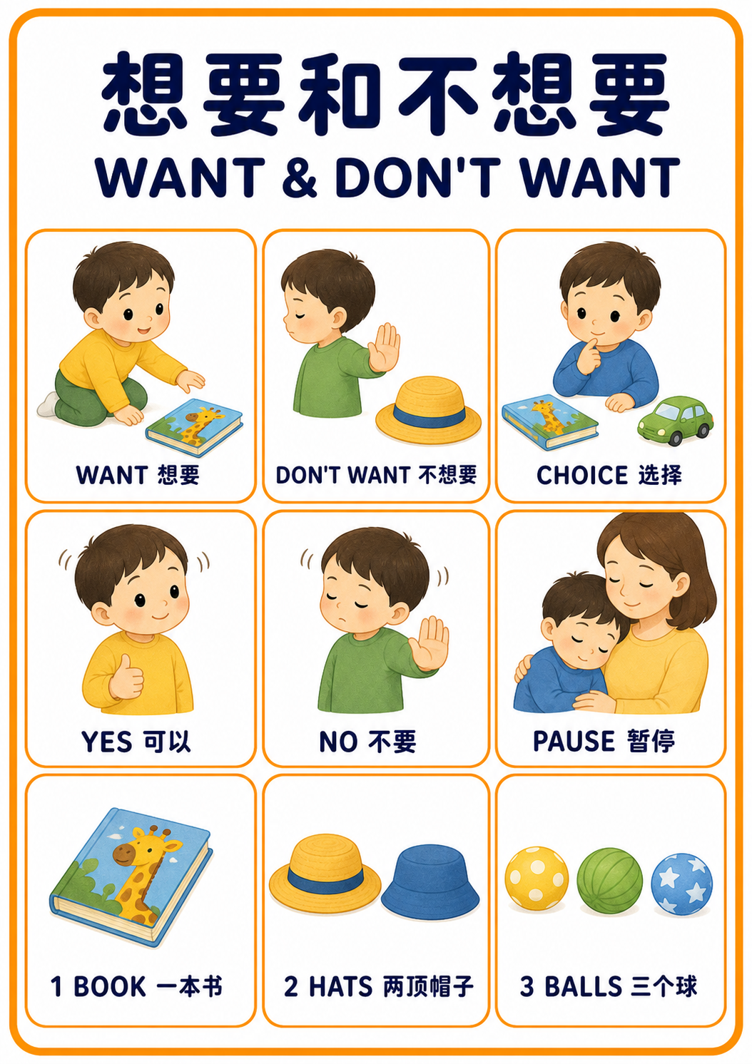 A4 Want and Don't Want teaching picture