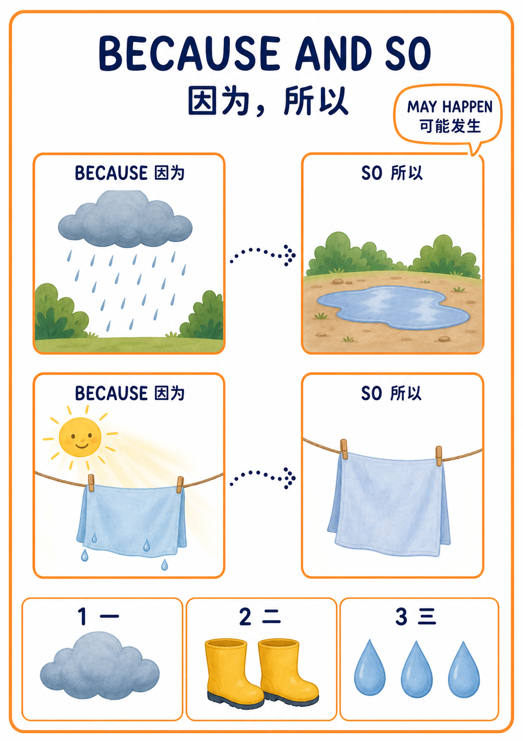 Because and So A4 teaching poster