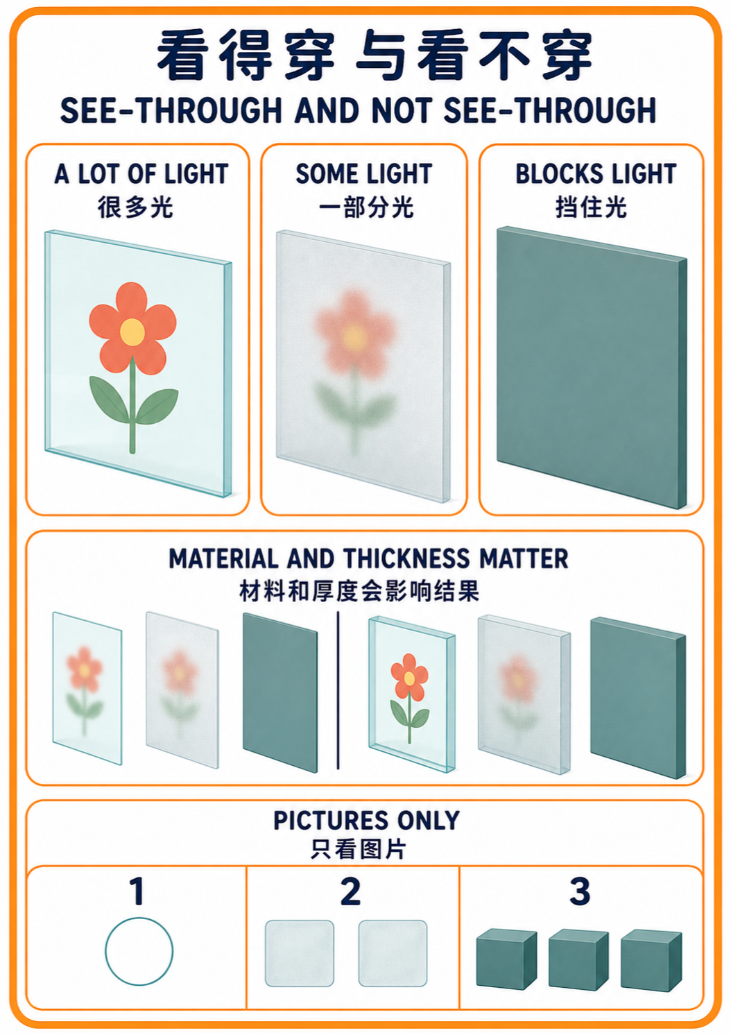 See-Through and Not See-Through A4 teaching picture