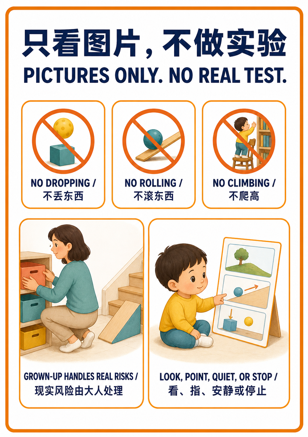 Pictures Only, No Drop Test safety poster