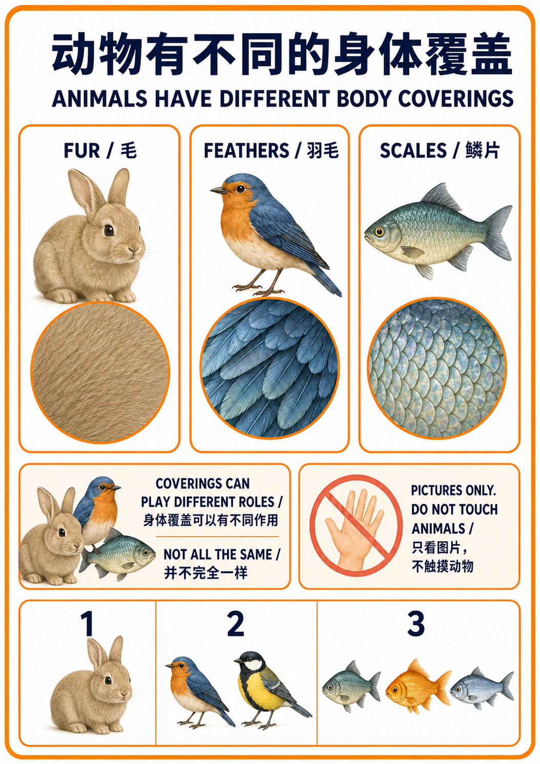 Animals Have Different Body Coverings A4 teaching picture